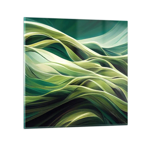 Quadro su vetro - Gioco astratto in verde - 30x30 cm