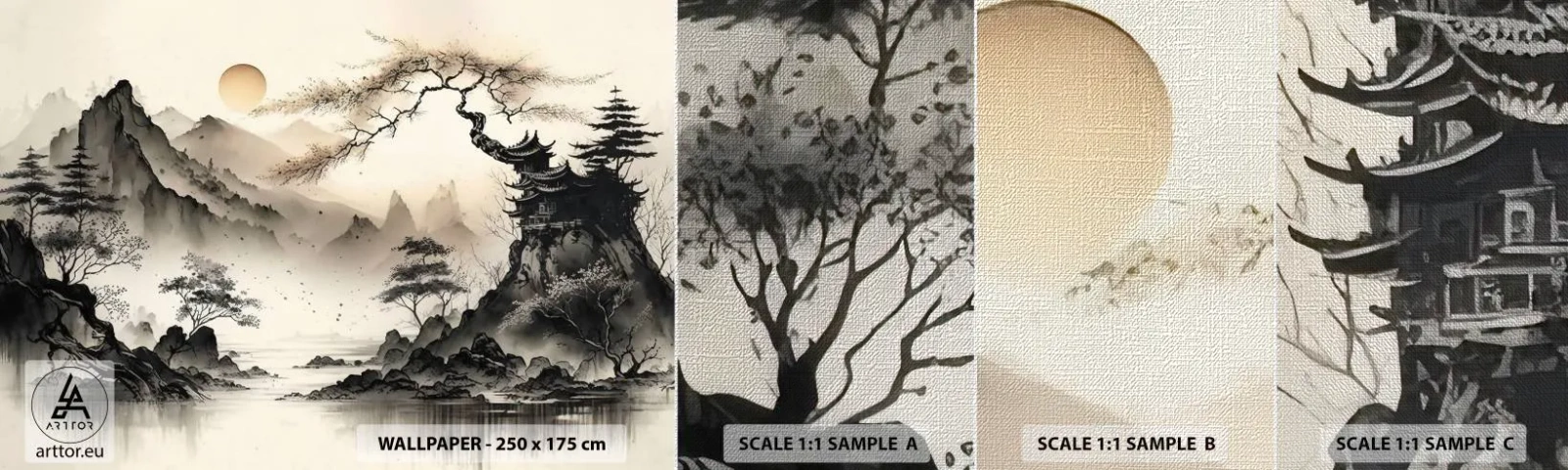 Campione di Fotomurale Premium Canvas - Il fascino irripetibile dell'oriente - Asia, Giappone, Visualizzazione - 100x30 cm