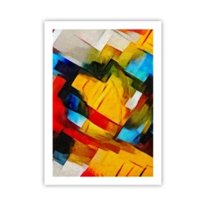 Poster - Forme geometriche astratte dai colori intensi - 50x70cm - Intreccio multicolore - Decorazione murale moderna per soggiorno e camera da letto ARTTOR
