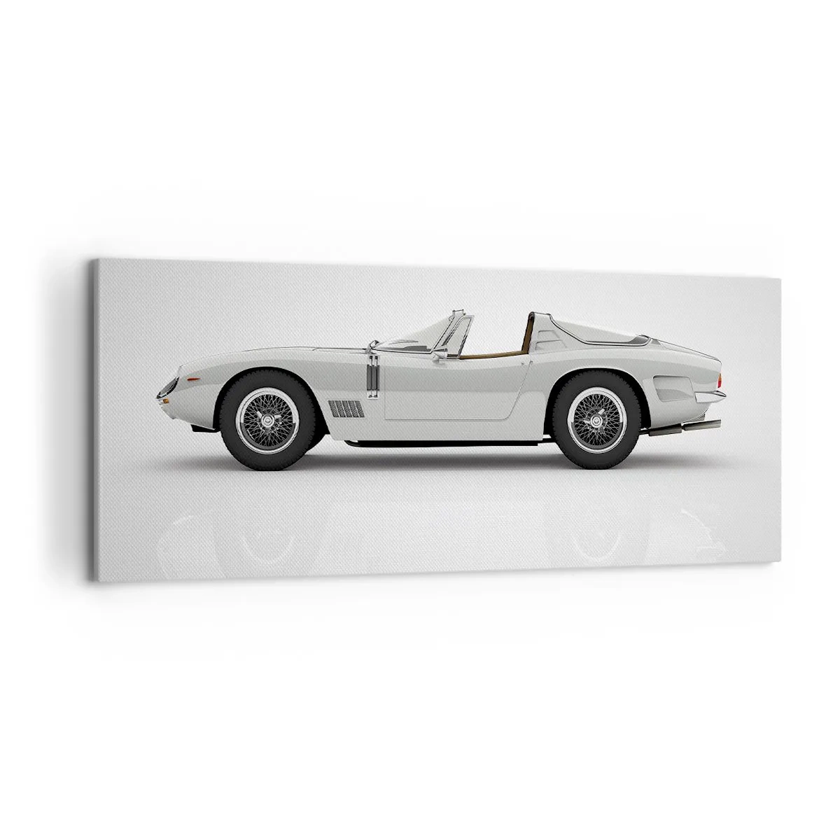 Quadro su tela - Stampe su Tela - Classica decappottabile bianca su sfondo chiaro - 120x50cm - Promessa di divertimento - Decorazione murale moderna per soggiorno e camera da letto ARTTOR