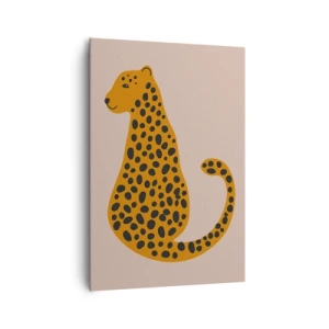 Quadro su tela - Stampe su Tela - Un disegno minimalista di una pantera su uno sfondo beige - 70x100cm - Il leopardo è un motivo di moda - Decorazione murale moderna per soggiorno e camera da letto ARTTOR