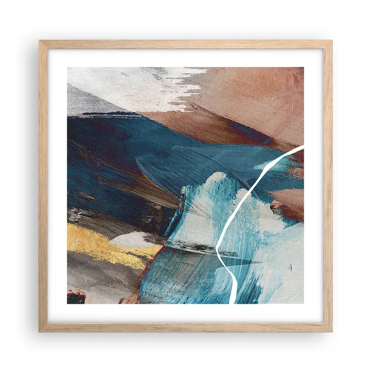 Poster in cornice rovere chiaro - Con forza ed energia - 50x50 cm