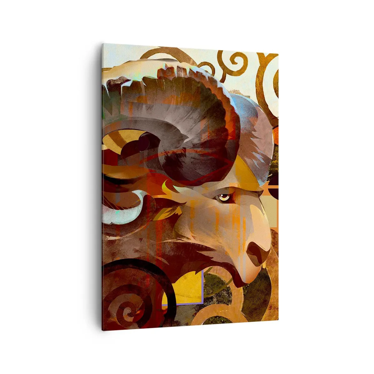 Quadro su tela - Stampe su Tela - Un ariete simbolico in una composizione astratta - 70x100cm - Magie - religioni - riti - Decorazione murale moderna per soggiorno e camera da letto ARTTOR