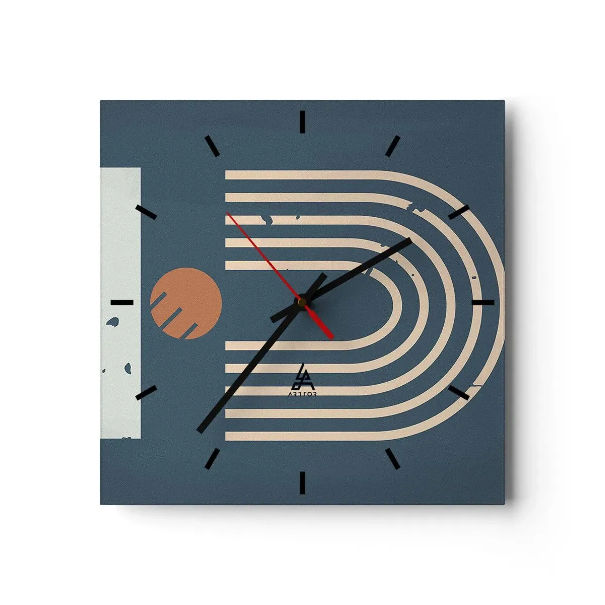 Orologio da parete - Orologio in Vetro - Geometria in blu - 40x40 cm
