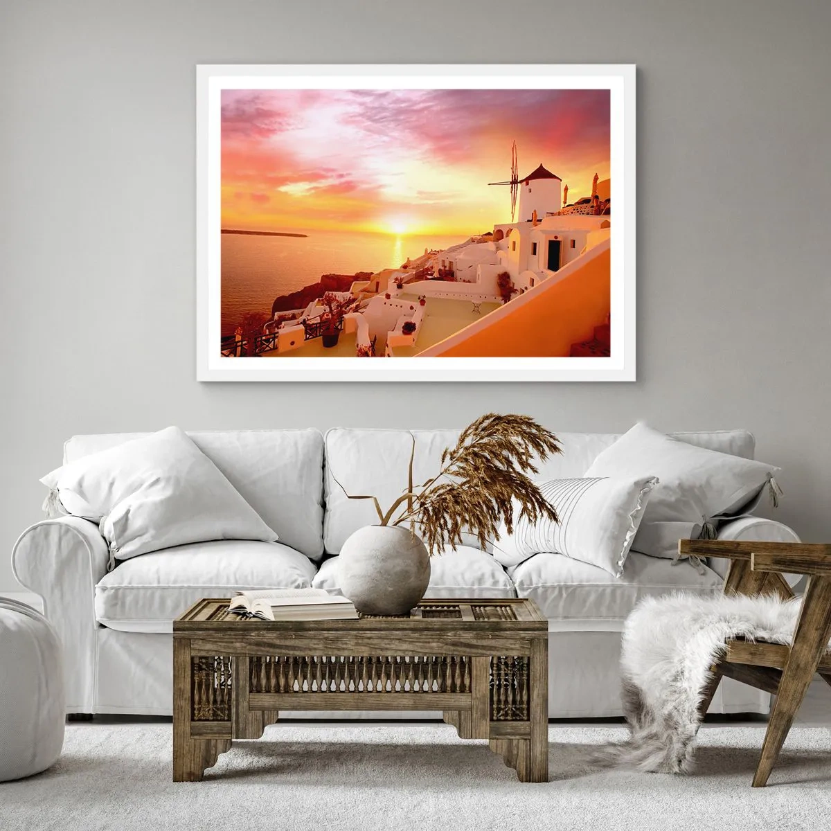 Poster in cornice bianca - Sciogliersi nel bianco e nell'oro - 50x50 cm