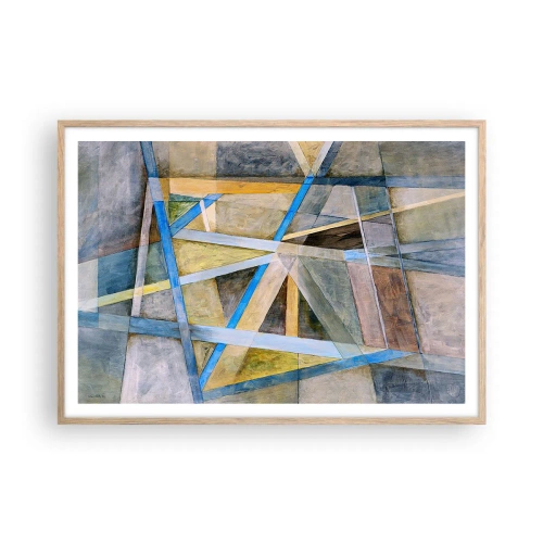 Poster in cornice rovere chiaro - Dritto o obliquo? - 100x70 cm