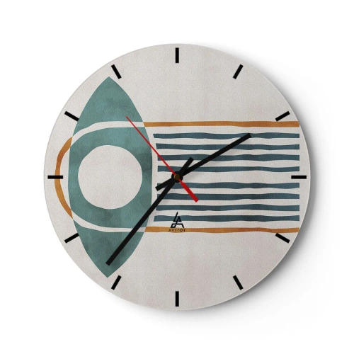 Orologio da parete - Orologio in Vetro - Motivo etnico geometrico con linee e cerchi - 30x30cm - Segni e rituali - Decorazione murale moderna per soggiorno, cucina e camera da letto ARTTOR