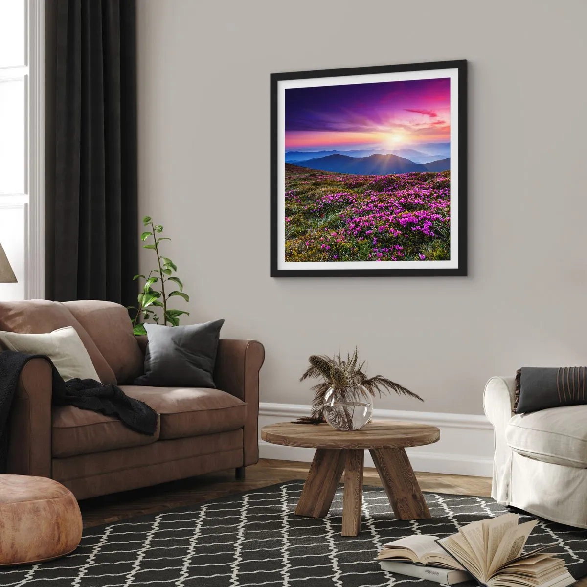 Poster in cornice nera - Il profumo dei fiori freschi del campo - 30x30 cm