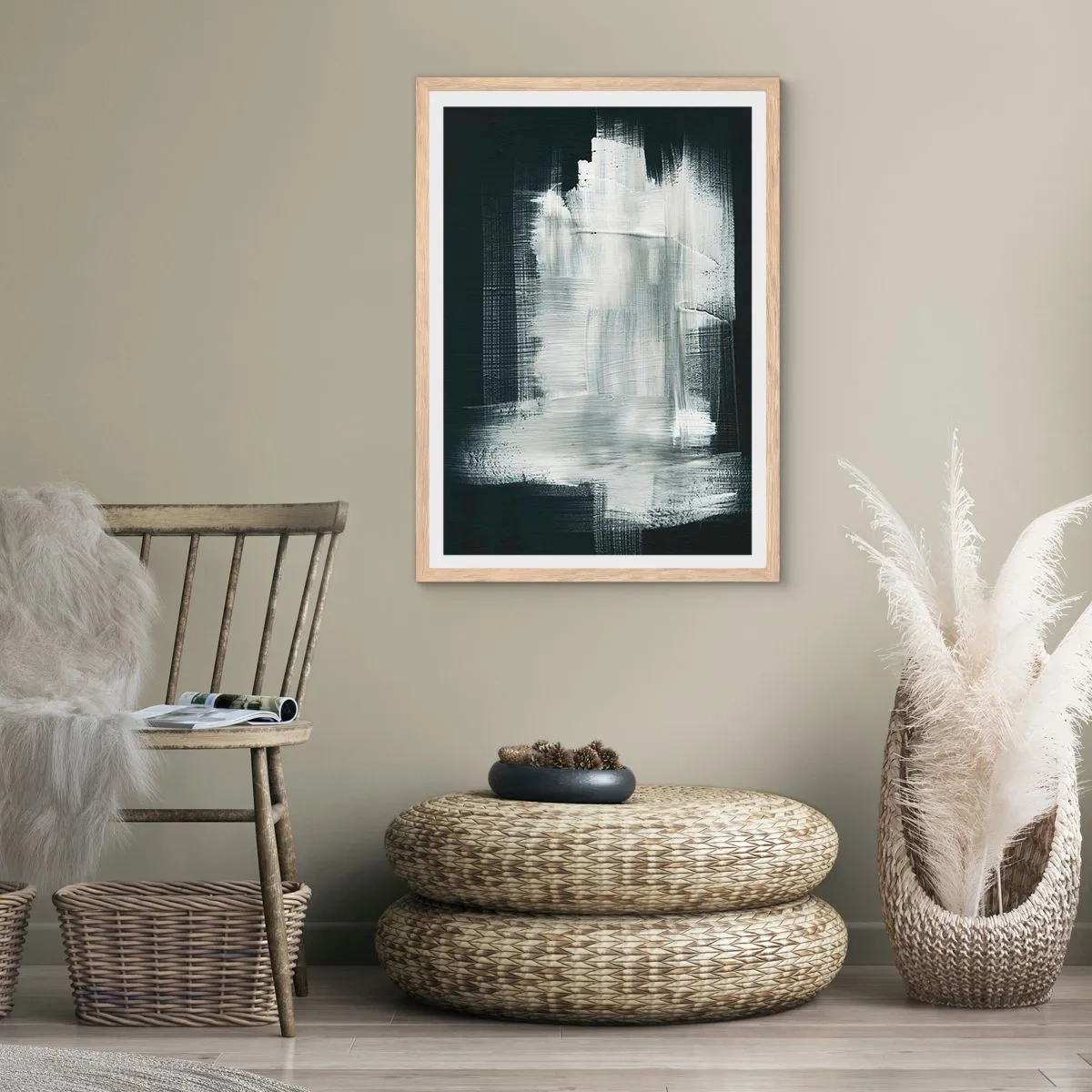 Poster in cornice rovere chiaro - Tessuto in verticale e in orizzontale - 50x70 cm