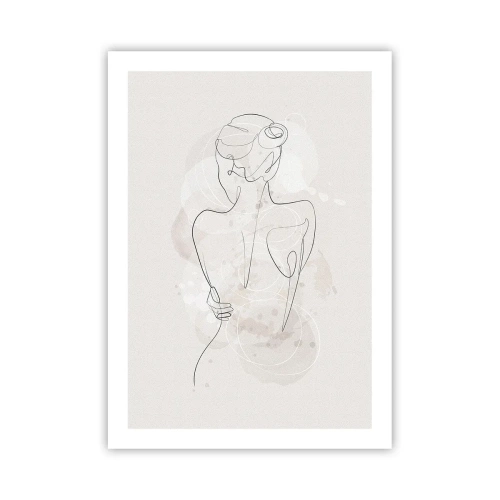 Poster - Una delicata silhouette femminile in una linea continua - 50x70cm - Come uno strumento delicato - Decorazione murale moderna per soggiorno e camera da letto ARTTOR