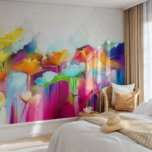 Fotomurali Standard Eco - L'arcobaleno è fiorito - Astrazione, Fiori, Pezzo - 200x140 cm