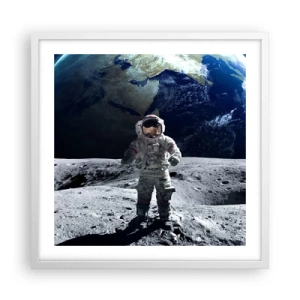 Poster in cornice bianca - Saluti dalla luna - 50x50 cm