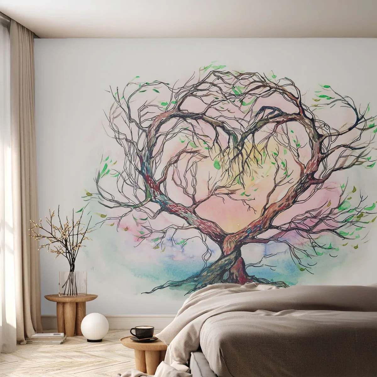 Fotomurali Premium Sand - Insieme contro le tempeste - Astrazione, Albero, Pezzo - 450x315 cm