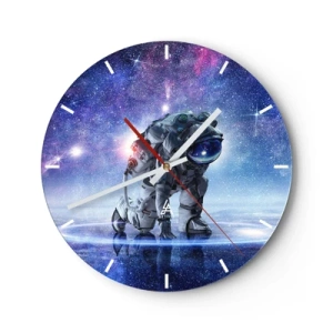 Orologio da parete - Orologio in Vetro - Un astronauta sullo sfondo di una galassia cosmica dai colori intensi. - 30x30cm - Il cielo stellato sopra di me - Decorazione murale moderna per soggiorno, cucina e camera da letto ARTTOR