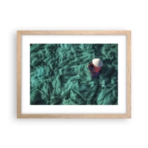Poster in cornice rovere chiaro - Nel mare di reti - 40x30 cm