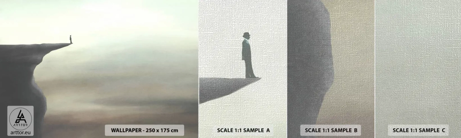 Campione di Fotomurale Premium Canvas - Certamente verso l'alto! - Scogliera, Natura, Turista - 100x30 cm