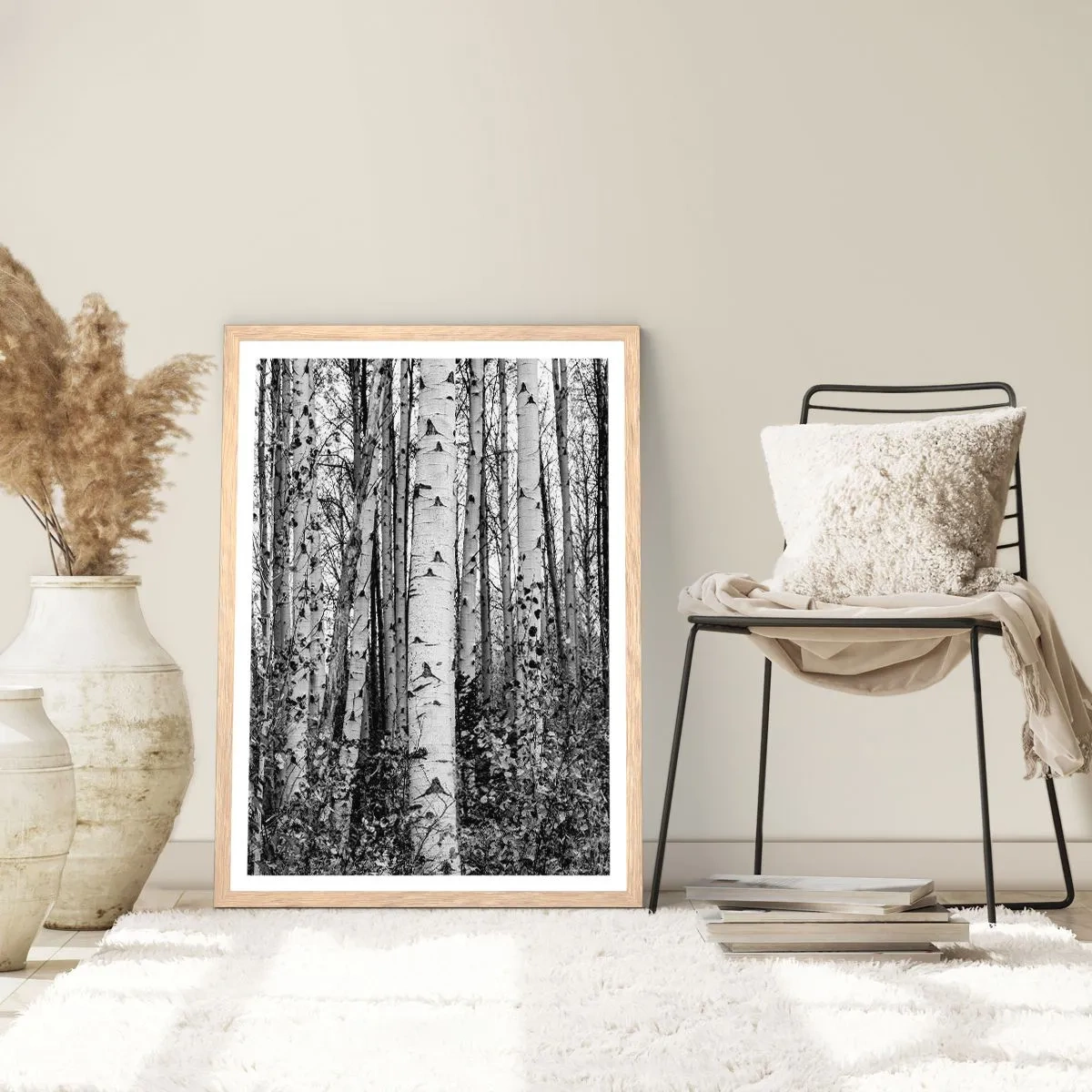 Poster in cornice rovere chiaro - Colonnato di betulle - 40x50 cm