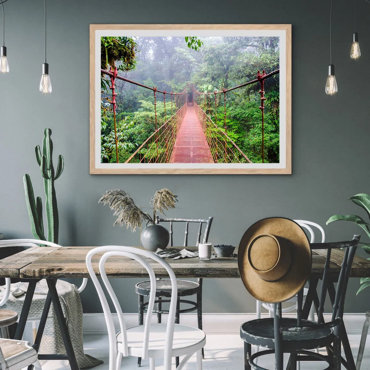 Poster in cornice rovere chiaro - Sospeso sopra gli alberi - 50x40 cm