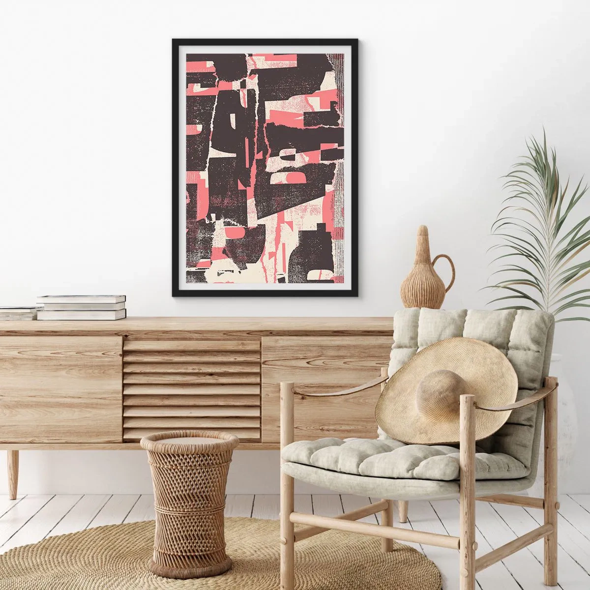 Poster in cornice nera - Astrazione dinamica nei toni del rosso e del nero - 50x70cm - Tutto il rumore - Decorazione murale moderna per soggiorno e camera da letto ARTTOR