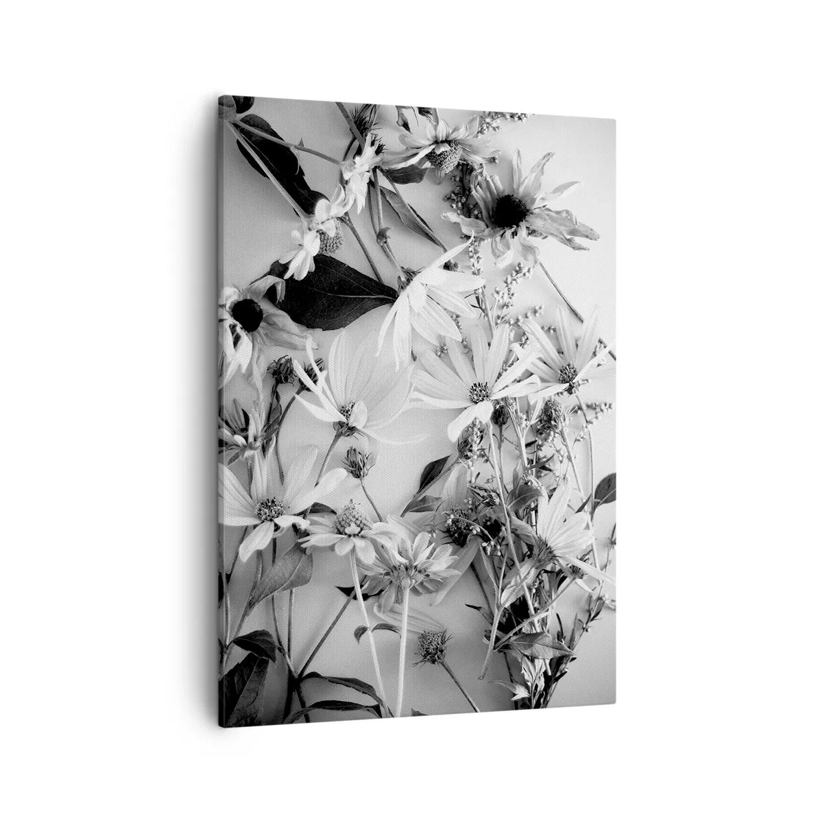 Quadro su tela - Stampe su Tela - Composizioni floreali in bianco e nero in uno stile artistico sottile - 50x70cm - Un non bouquet di fiori - Decorazione murale moderna per soggiorno e camera da letto ARTTOR