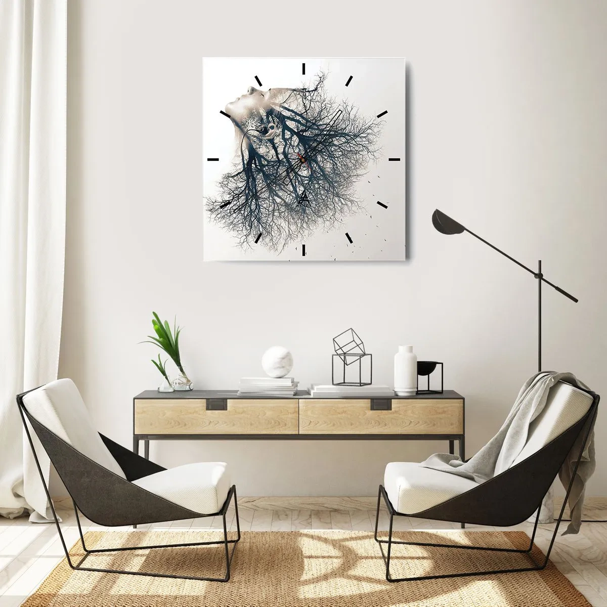 Orologio da parete - Orologio in Vetro - In ascolto del sussurro dell'albero - 40x40 cm