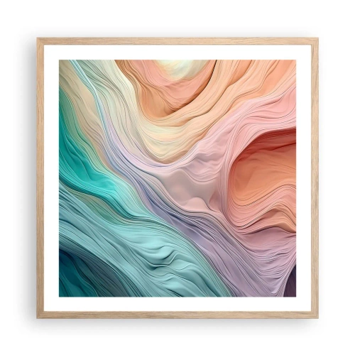 Poster in cornice rovere chiaro - Onda arcobaleno - 60x60 cm