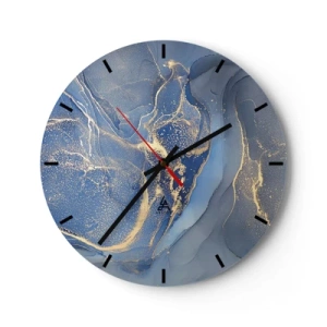 Orologio da parete - Orologio in Vetro - Foglie dorate su sfondo nero in una composizione moderna - 30x30cm - Polvere d'oro - Decorazione murale moderna per soggiorno, cucina e camera da letto ARTTOR