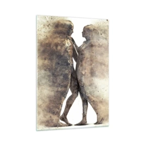 Quadro su vetro - Silhouette astratte di due figure in stile polveroso - 50x70cm - Nati dalla polvere, per amare - Decorazione murale moderna per soggiorno e camera da letto ARTTOR