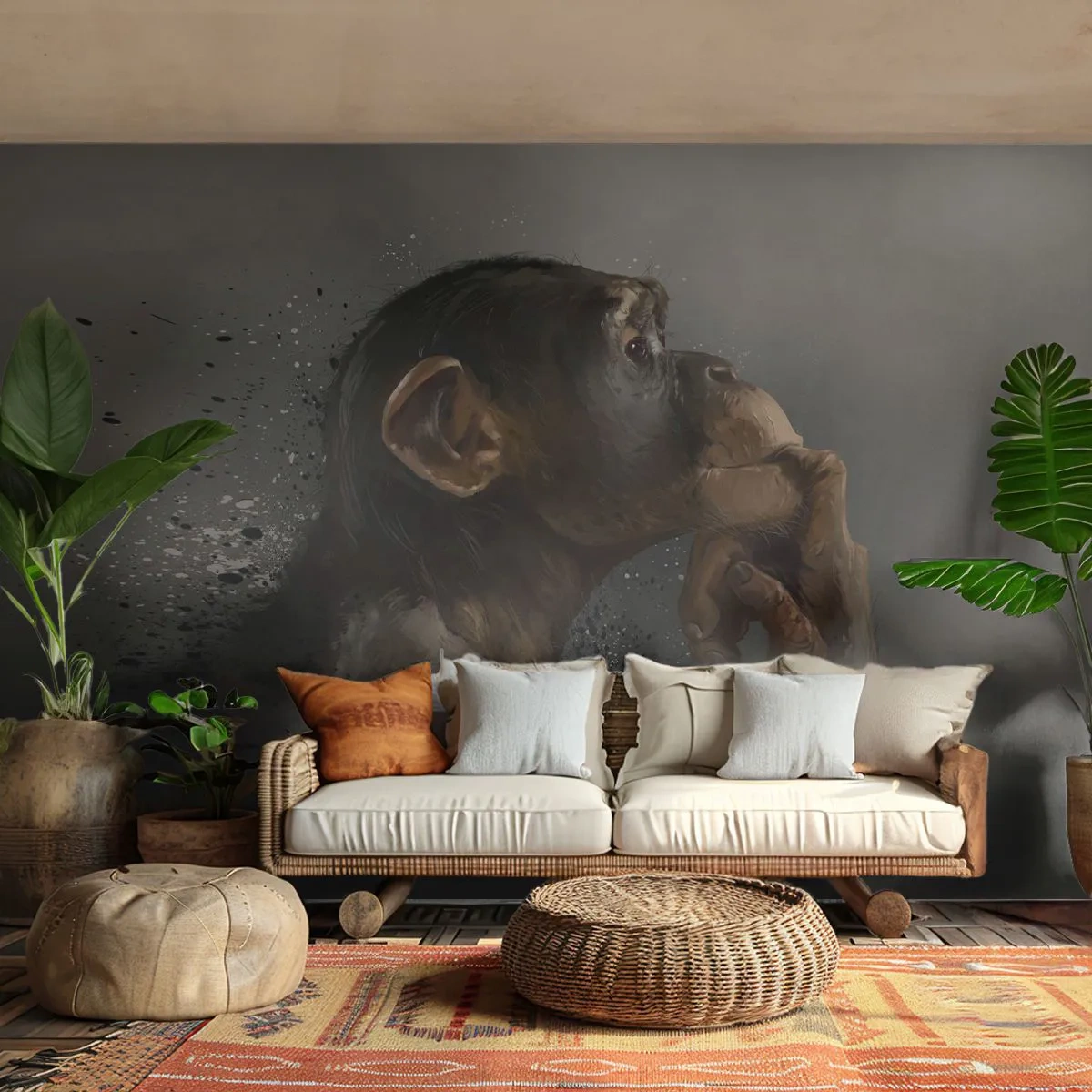 Fotomurali Premium Canvas - Sicuramente un pensatore - Animali, Scimmia, Pezzo - 250x175 cm