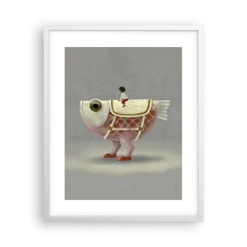 Poster in cornice bianca - Il cavaliere del pesce - 40x50 cm