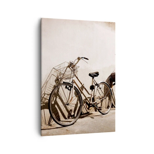 Quadro su tela - Stampe su Tela - Due biciclette appoggiate a un vecchio muro in stile retrò - 50x70cm - L'indimenticabile bellezza del passato - Decorazione murale moderna per soggiorno e camera da letto ARTTOR