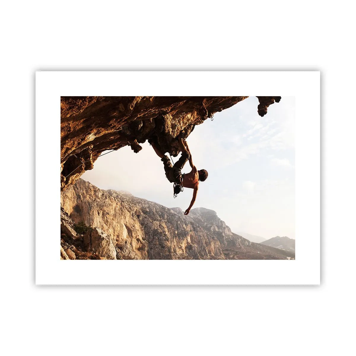 Poster - Il mondo ristretto in una mano sul bordo del masso - 40x30 cm