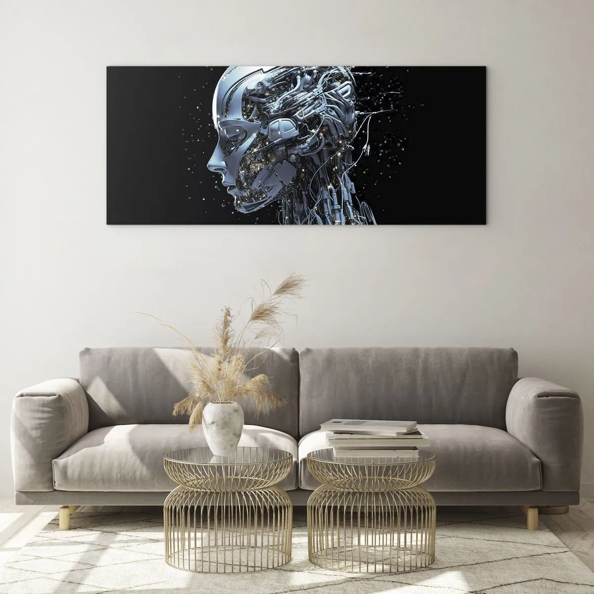 Quadro su vetro - La tecnologia è donna - 100x40 cm