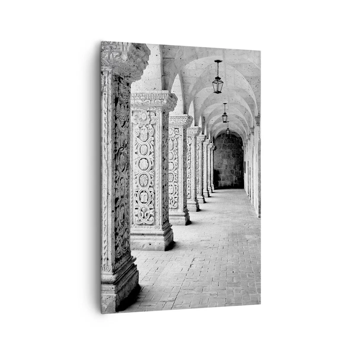 Quadro su tela - Stampe su Tela - Colonne storiche in uno scatto monocromatico - 80x120cm - Dove porterà? - Decorazione murale moderna per soggiorno e camera da letto ARTTOR