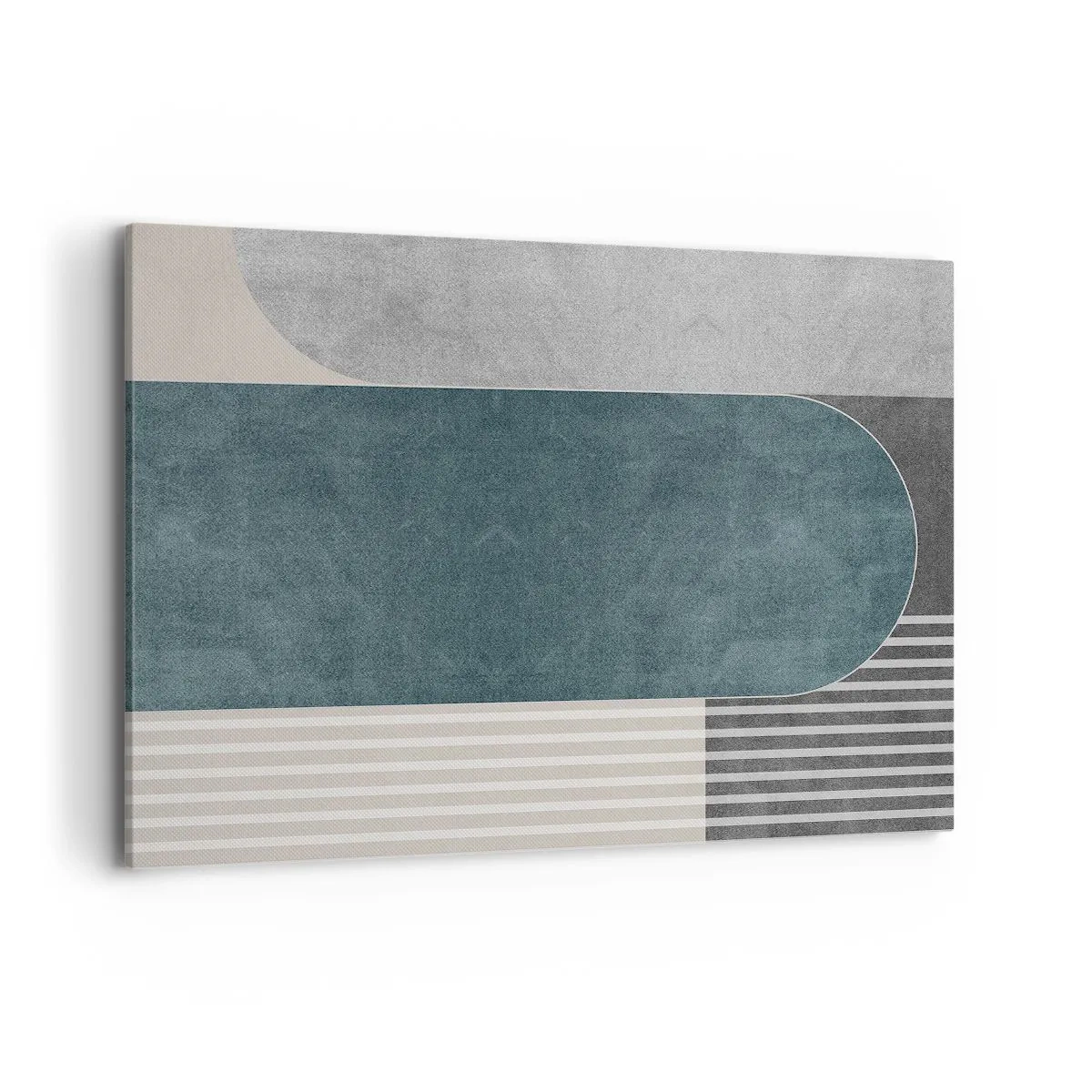 Quadro su tela - Stampe su Tela - Astrazione geometrica nei toni del grigio e del verde - 100x70cm - Composizione orizzontale - Decorazione murale moderna per soggiorno e camera da letto ARTTOR