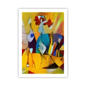 Poster - Figure colorate in stile astratto - 50x70cm - Sole - vita - gioia - Decorazione murale moderna per soggiorno e camera da letto ARTTOR