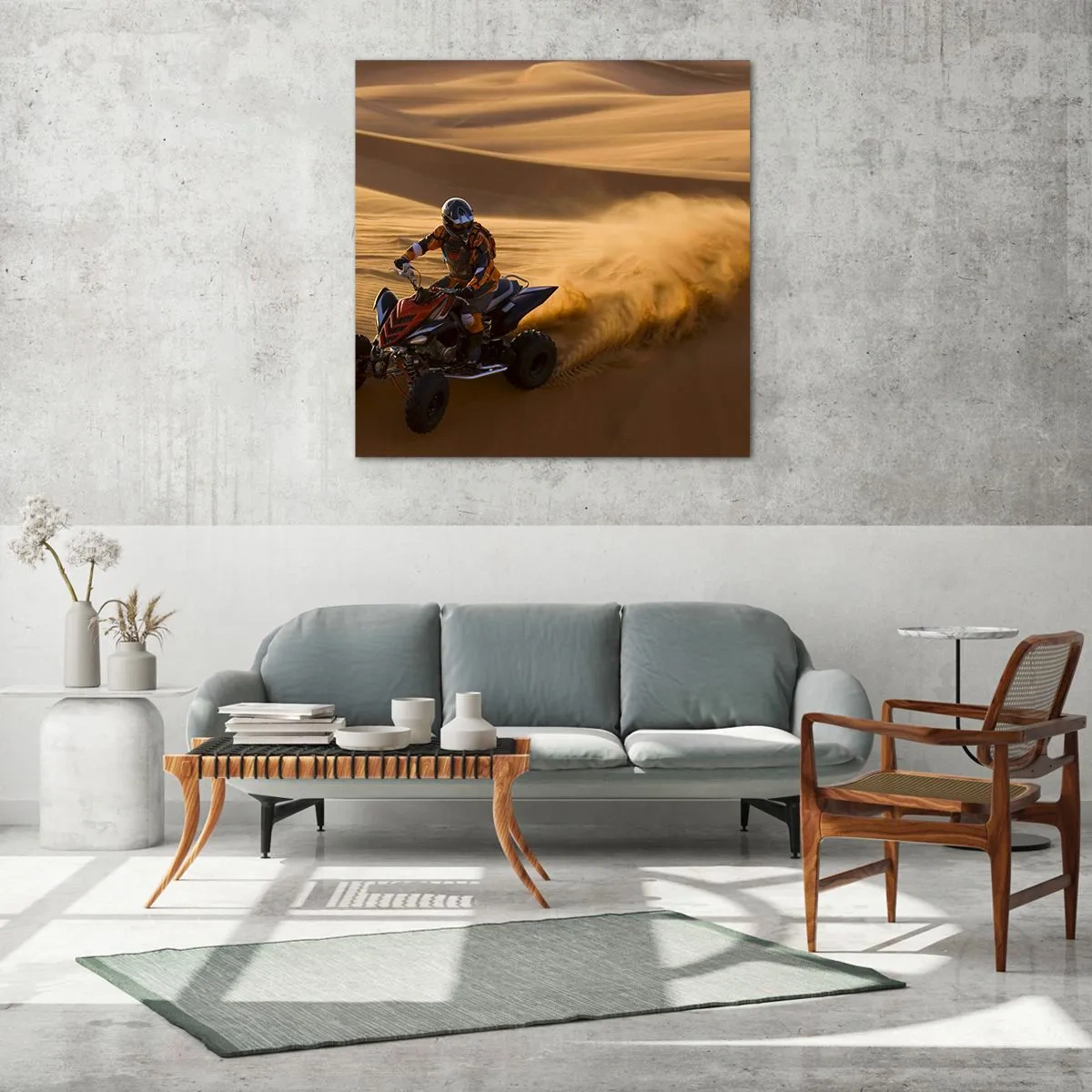 Quadro su vetro - Sulle onde della sabbia - 30x30 cm