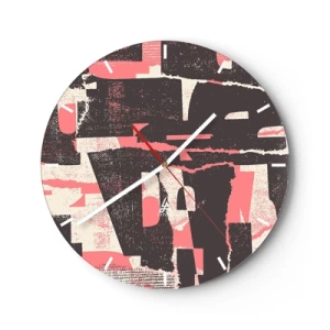 Orologio da parete - Orologio in Vetro - Astrazione geometrica in rosa, crema e marrone - 30x30cm - Tutto il rumore - Decorazione murale moderna per soggiorno, cucina e camera da letto ARTTOR