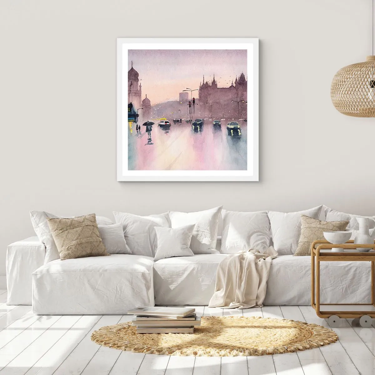 Poster in cornice bianca - Nella nebbia piovigginosa - 60x60 cm