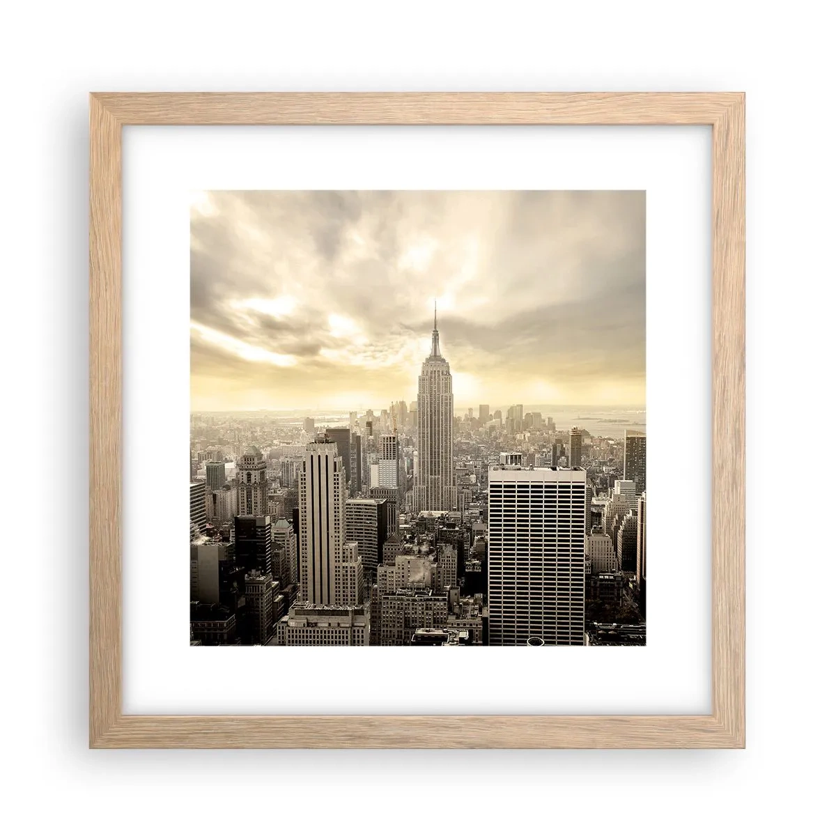 Poster in cornice rovere chiaro - New York in grigio - 30x30 cm