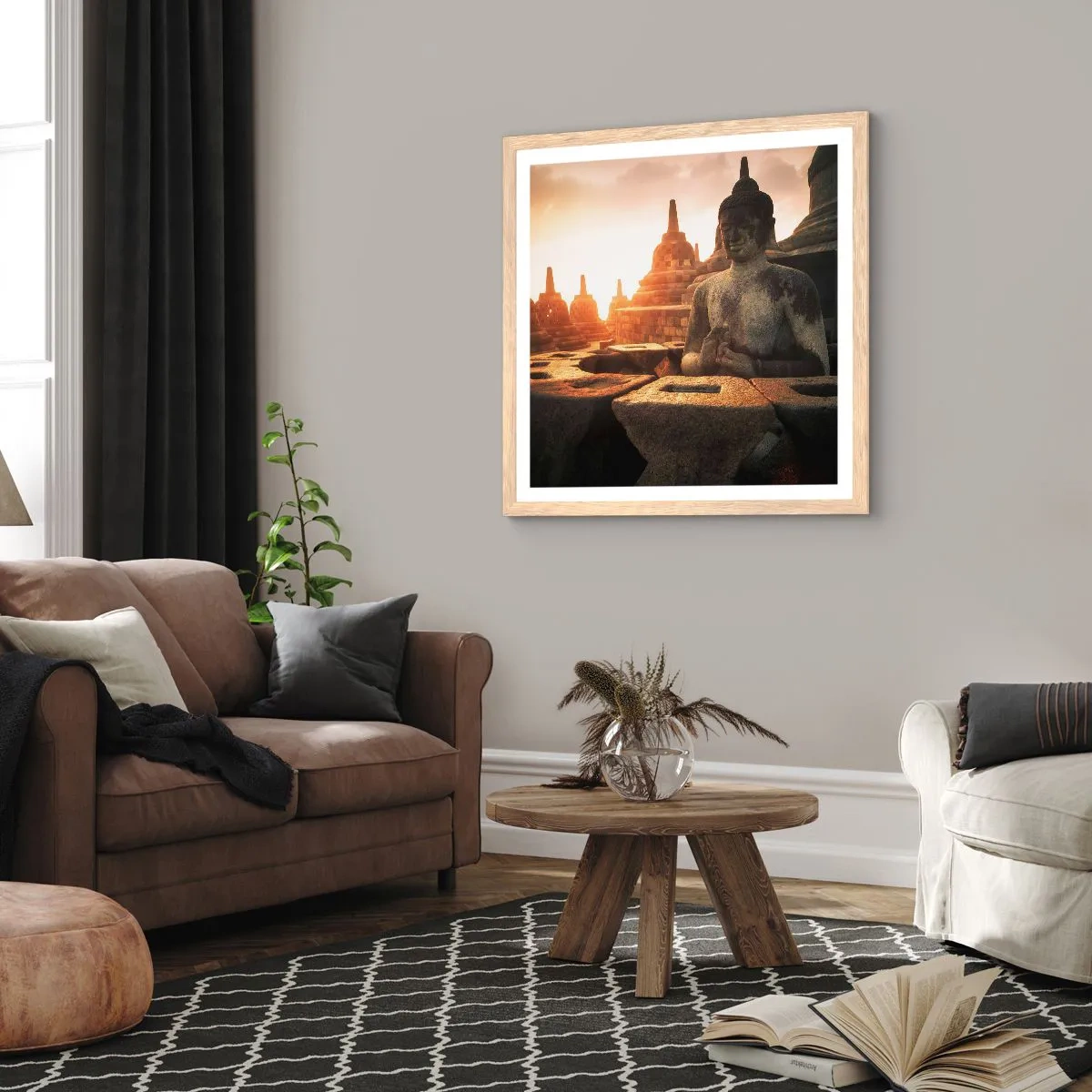 Poster in cornice rovere chiaro - La pagoda della grande saggezza - 50x50 cm