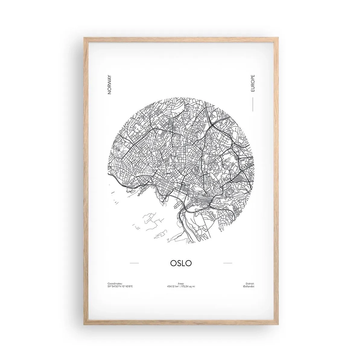 Poster in cornice rovere chiaro - Anatomia di Oslo - 61x91 cm