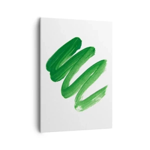 Quadro su tela - Stampe su Tela - Pennellata astratta verde su sfondo bianco - 50x70cm - Scherzo verde - Decorazione murale moderna per soggiorno e camera da letto ARTTOR