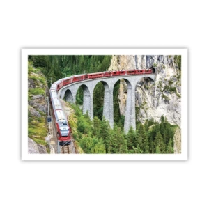 Poster - Il treno tra i monti - 91x61 cm