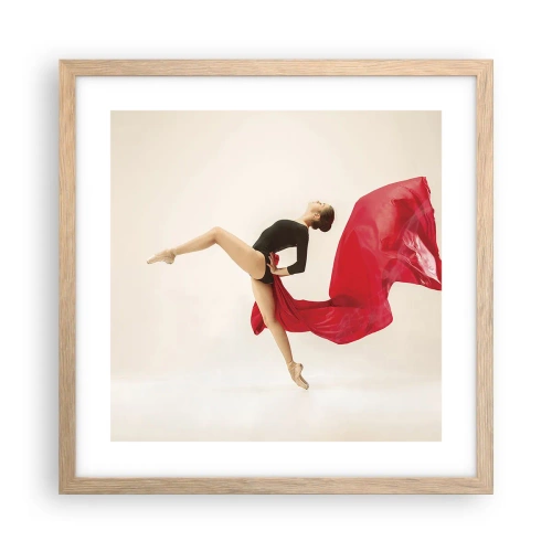 Poster in cornice rovere chiaro - Rosso e nero - 40x40 cm