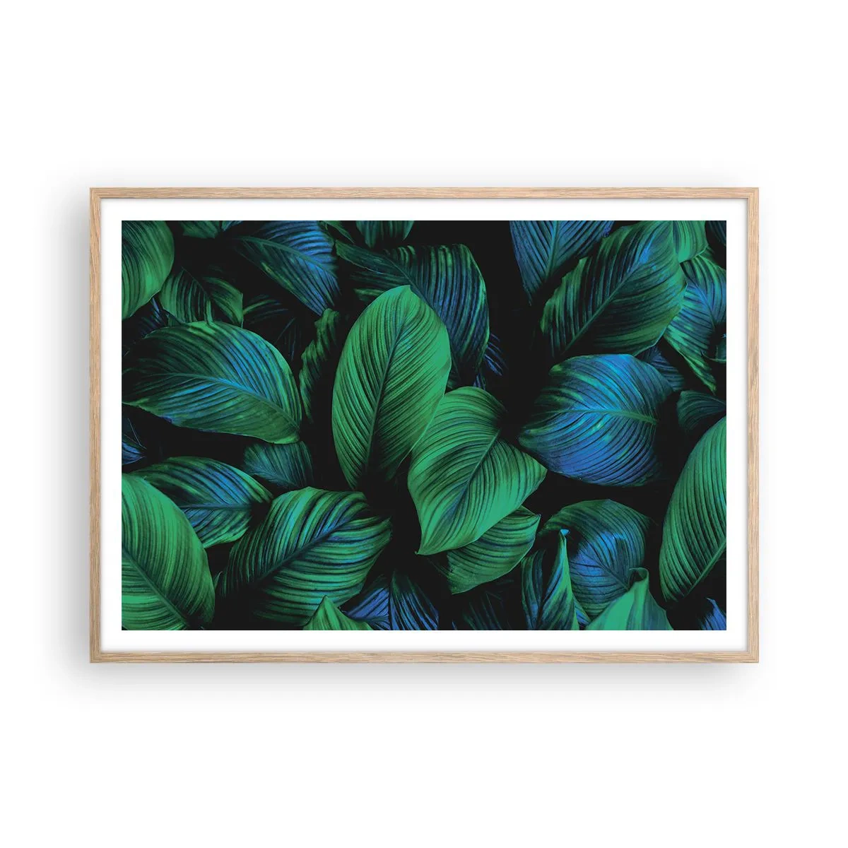 Poster in cornice rovere chiaro - Nella folla verde - 100x70 cm