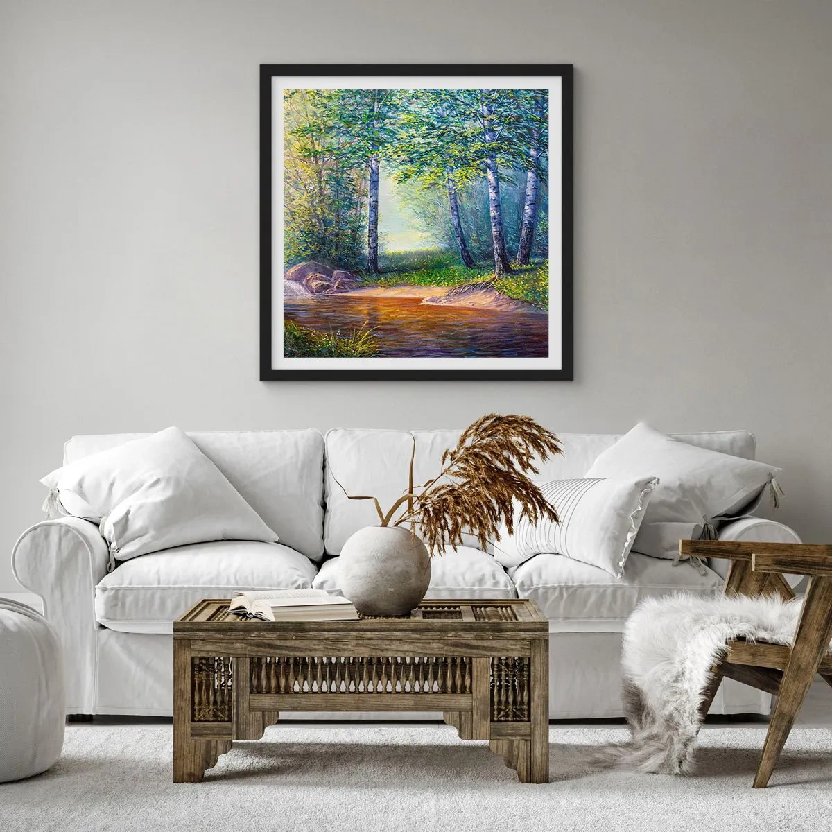 Poster in cornice nera - Scena di beatitudine - 30x30 cm