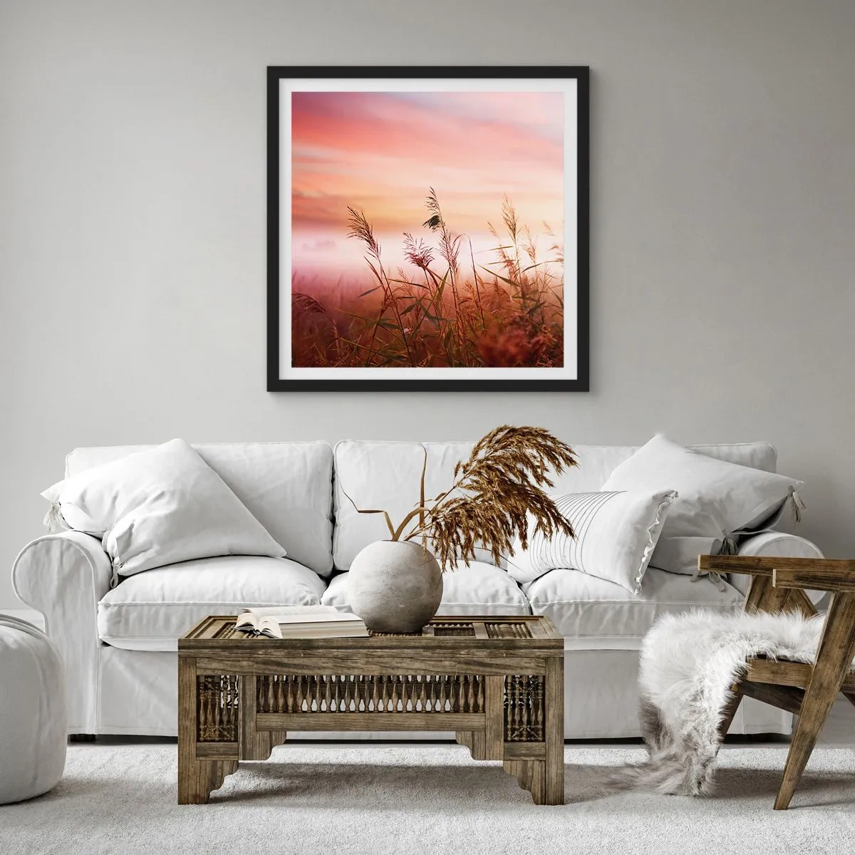 Poster in cornice nera - Aquiloni, denti di leone, vento - 60x60 cm