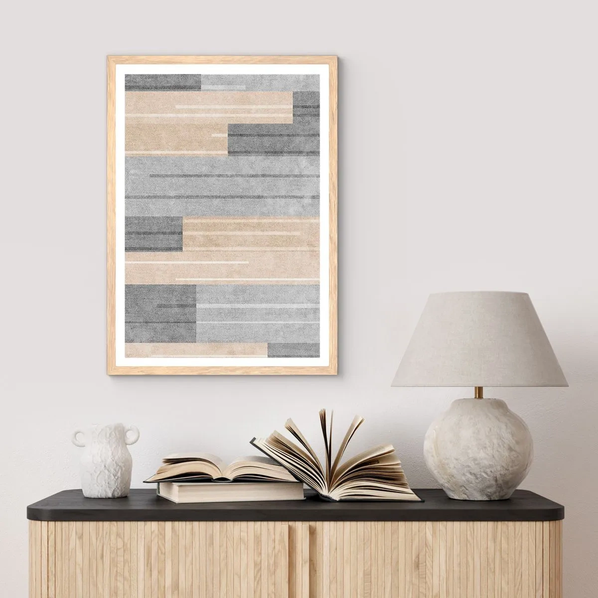 Poster in cornice rovere chiaro - Composizione: rigare dritto - 50x70 cm