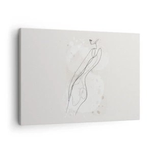 Quadro su tela - Stampe su Tela - Uno schizzo di silhouette sottile in stile minimalista - 70x50cm - Errando con lo sguardo - Decorazione murale moderna per soggiorno e camera da letto ARTTOR